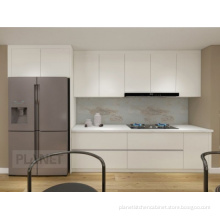 European style brown shaker design kitchen glass cabinet